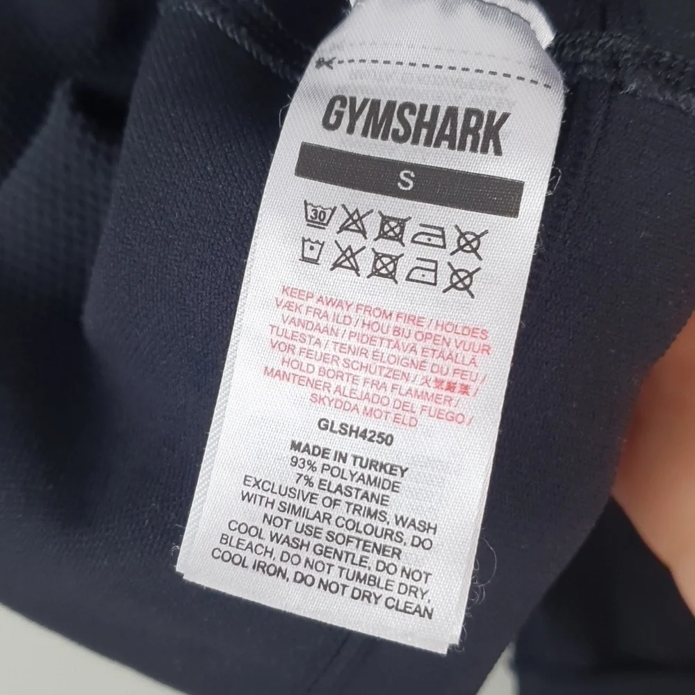 GYMSHARK 8 Inch Bike Shorts‎ High Waist Butt Contour Black Women's Size S